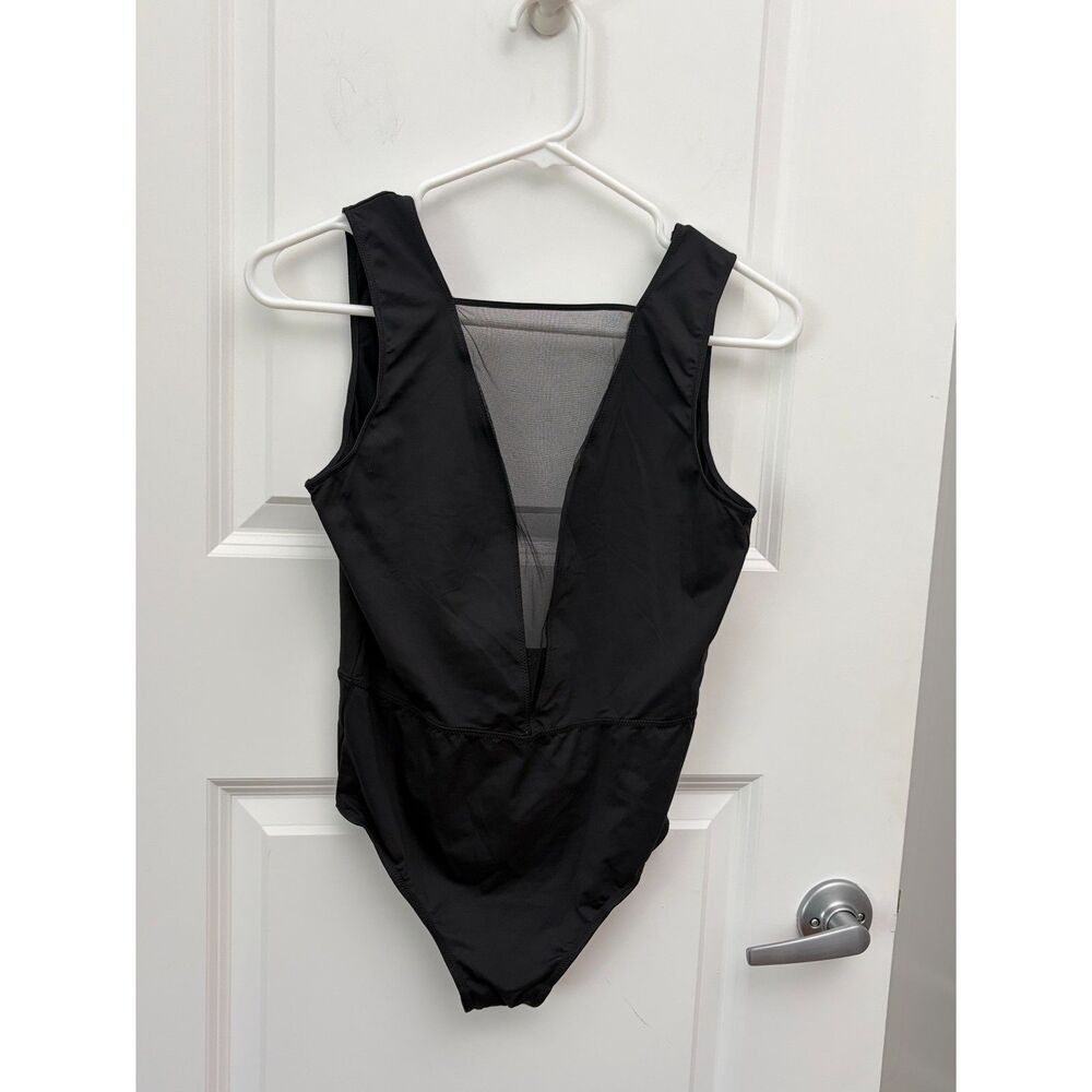 New Victoria's Secret Med Black Sheer Mesh Plunge Bodysuit Clubwear Y2K Lingerie